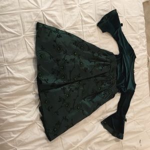 Never worn green velvet dress for girls.